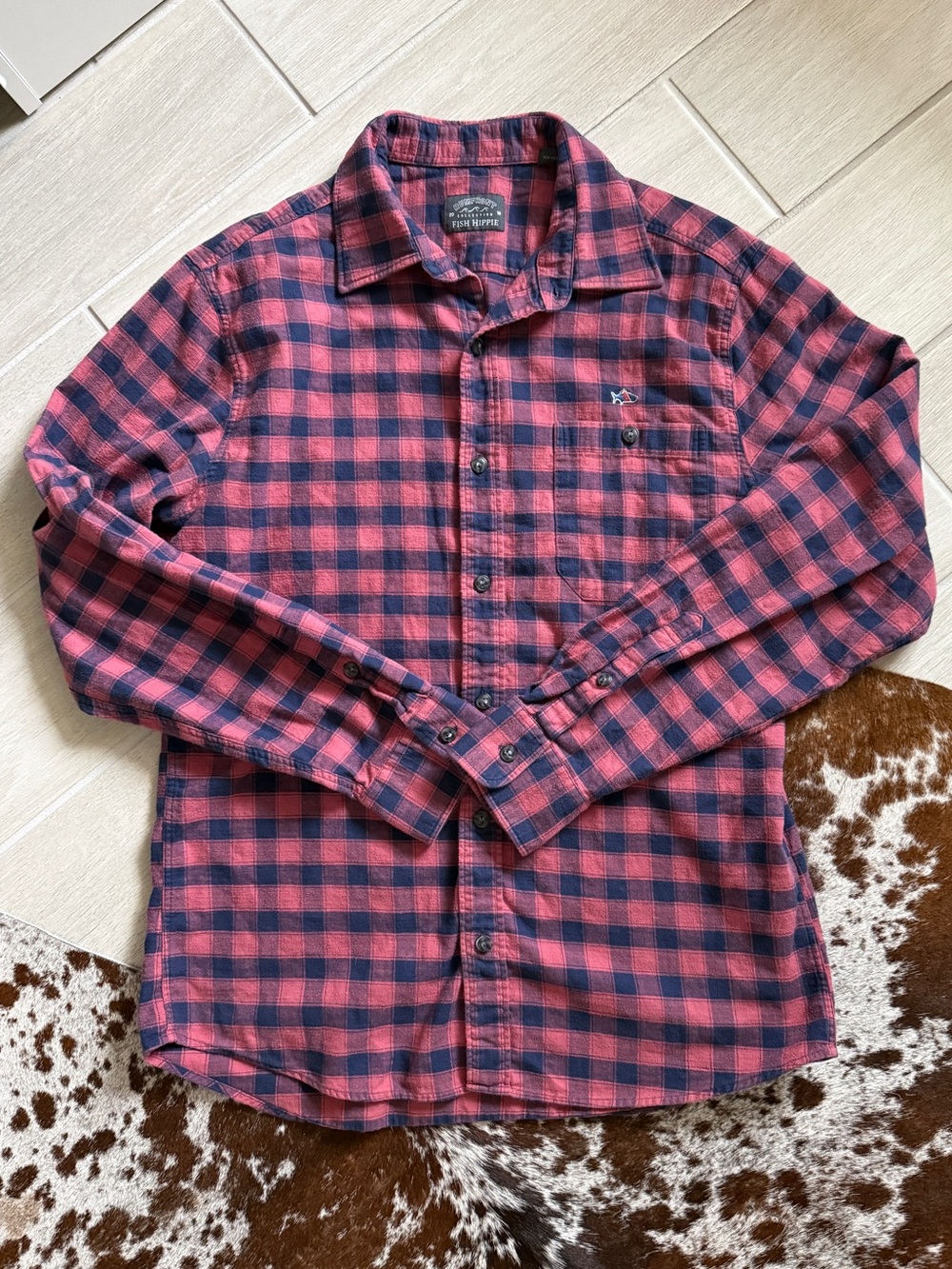 Men’s M Fish Hippie Brushed Flannel Plaid
